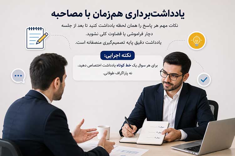 یادداشت‌برداری هم‌زمان با مصاحبه